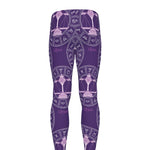 Purple Libra Zodiac Pattern Print Men's leggings