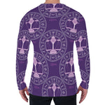 Purple Libra Zodiac Pattern Print Men's Long Sleeve T-Shirt