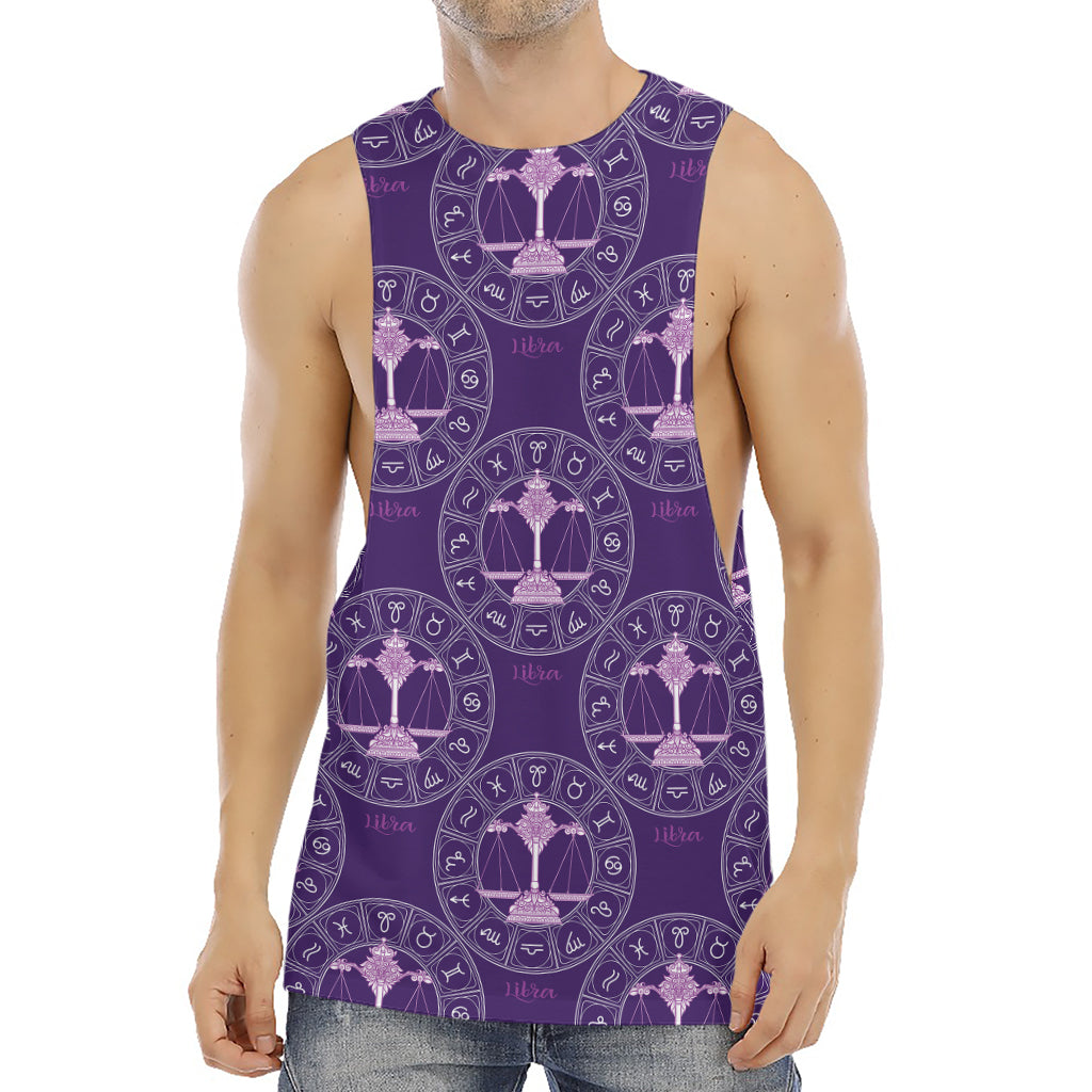 Purple Libra Zodiac Pattern Print Men's Muscle Tank Top