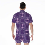 Purple Libra Zodiac Pattern Print Men's Rompers