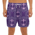 Purple Libra Zodiac Pattern Print Men's Split Running Shorts