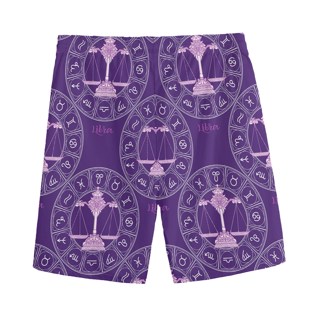 Purple Libra Zodiac Pattern Print Men's Sports Shorts