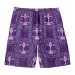 Purple Libra Zodiac Pattern Print Men's Swim Trunks