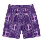 Purple Libra Zodiac Pattern Print Men's Swim Trunks
