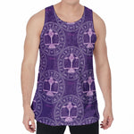 Purple Libra Zodiac Pattern Print Men's Velvet Tank Top