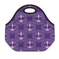 Purple Libra Zodiac Pattern Print Neoprene Lunch Bag