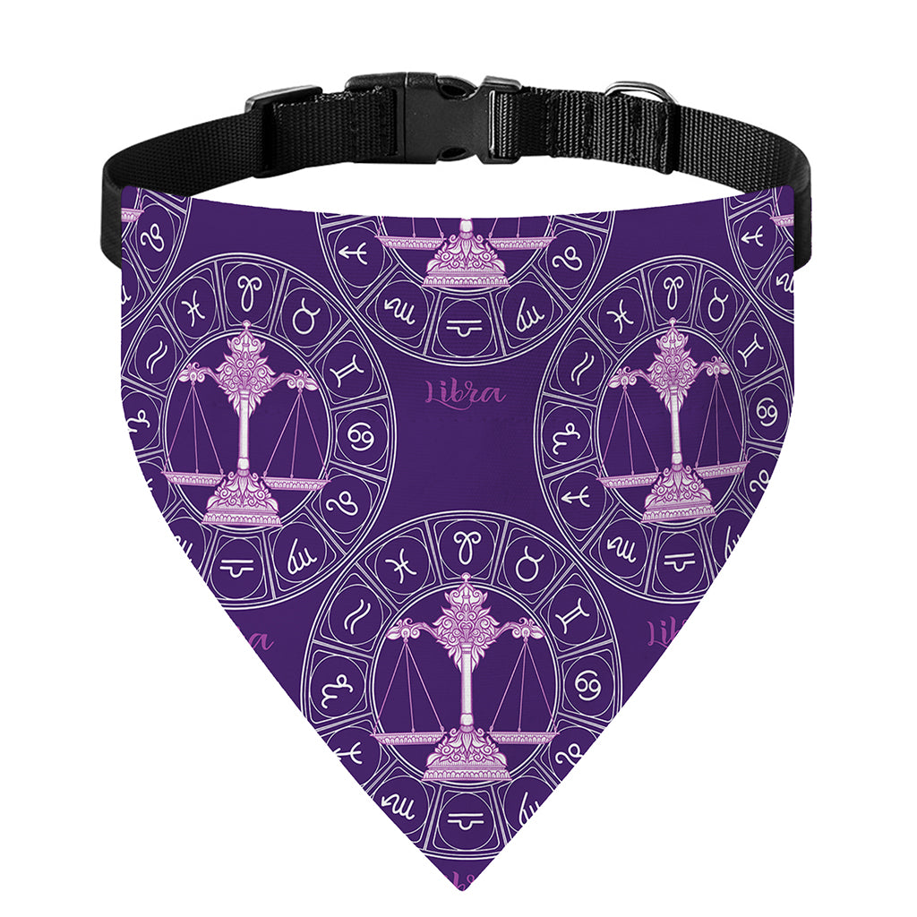 Purple Libra Zodiac Pattern Print Over The Collar Dog Bandana
