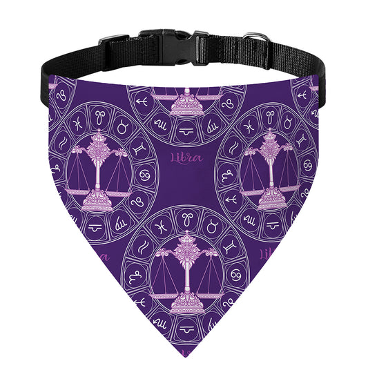 Purple Libra Zodiac Pattern Print Over The Collar Dog Bandana