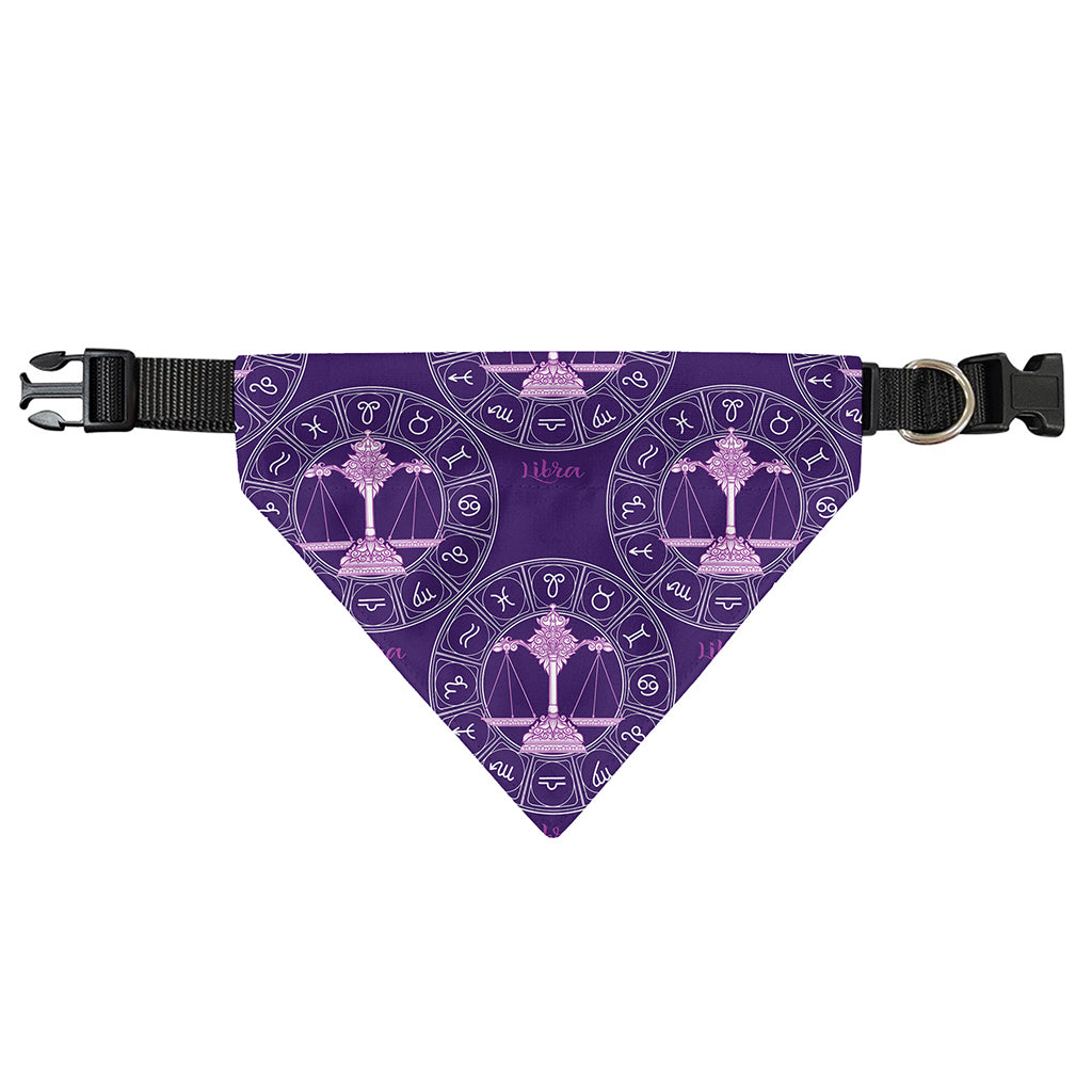 Purple Libra Zodiac Pattern Print Over The Collar Dog Bandana
