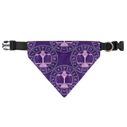 Purple Libra Zodiac Pattern Print Over The Collar Dog Bandana