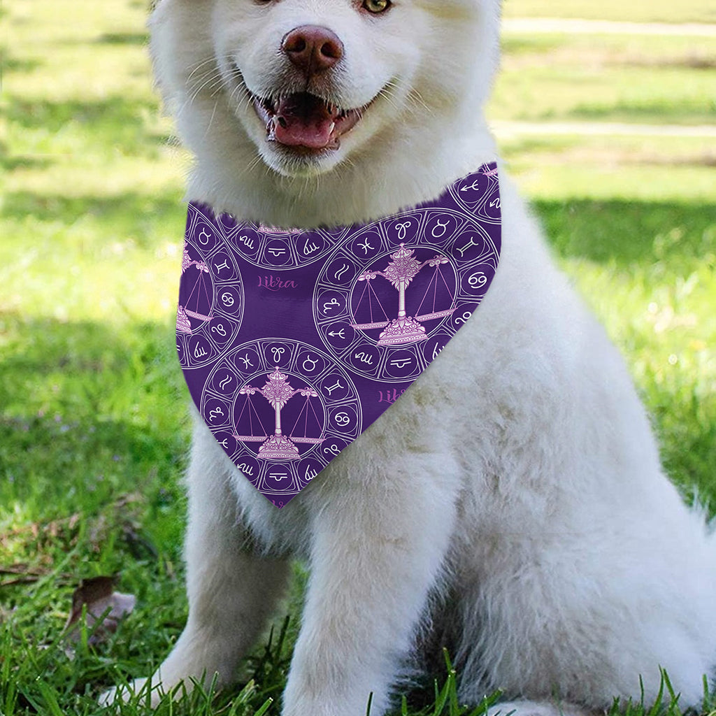 Purple Libra Zodiac Pattern Print Over The Collar Dog Bandana