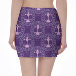 Purple Libra Zodiac Pattern Print Pencil Mini Skirt