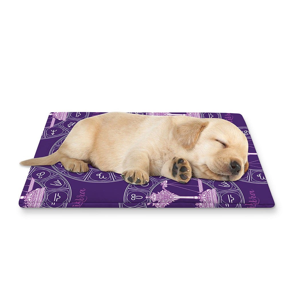 Purple Libra Zodiac Pattern Print Pet Cooling Mat Cover