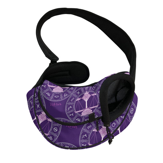 Purple Libra Zodiac Pattern Print Pet Sling Carrier