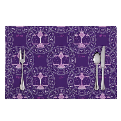 Purple Libra Zodiac Pattern Print Placemat