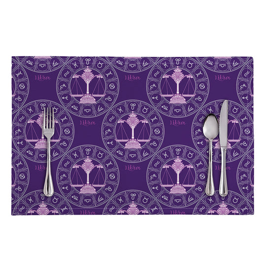 Purple Libra Zodiac Pattern Print Placemat