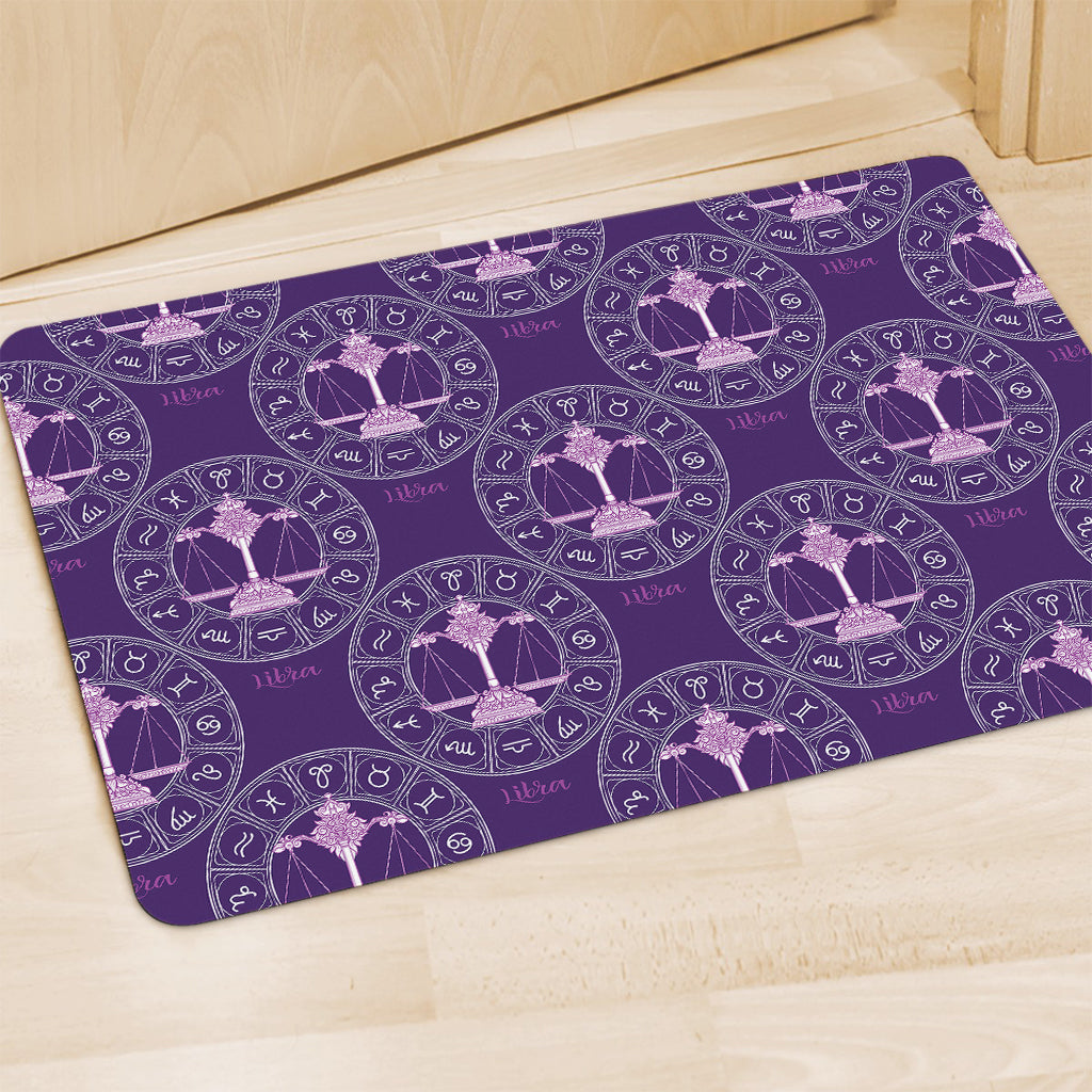 Purple Libra Zodiac Pattern Print Polyester Doormat