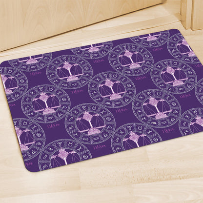 Purple Libra Zodiac Pattern Print Polyester Doormat