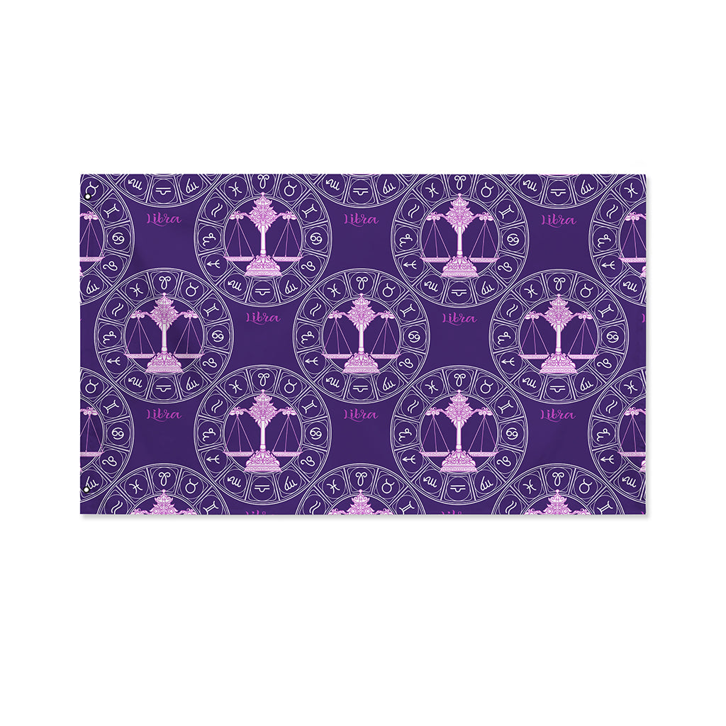 Purple Libra Zodiac Pattern Print Polyester Flag