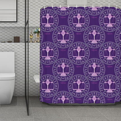 Purple Libra Zodiac Pattern Print Polyester Shower Curtain