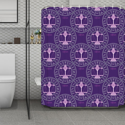 Purple Libra Zodiac Pattern Print Polyester Shower Curtain