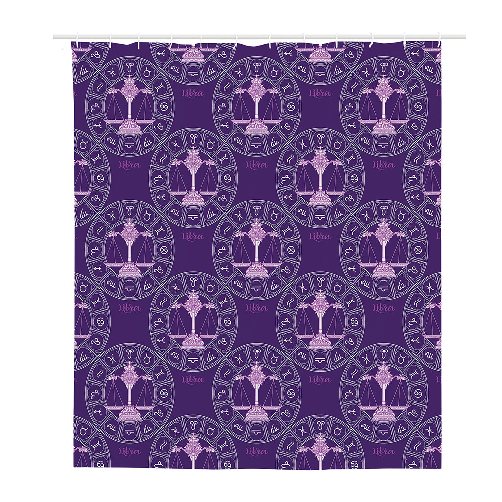 Purple Libra Zodiac Pattern Print Polyester Shower Curtain