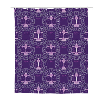 Purple Libra Zodiac Pattern Print Polyester Shower Curtain