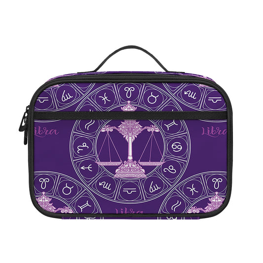 Purple Libra Zodiac Pattern Print Portable Lunch Bag
