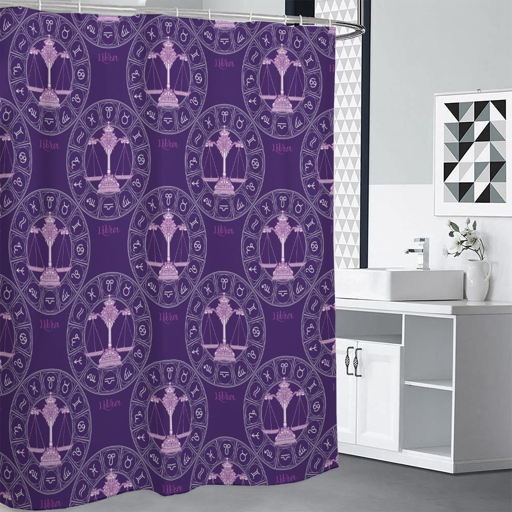 Purple Libra Zodiac Pattern Print Premium Shower Curtain