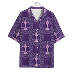 Purple Libra Zodiac Pattern Print Rayon Hawaiian Shirt