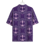 Purple Libra Zodiac Pattern Print Rayon Hawaiian Shirt
