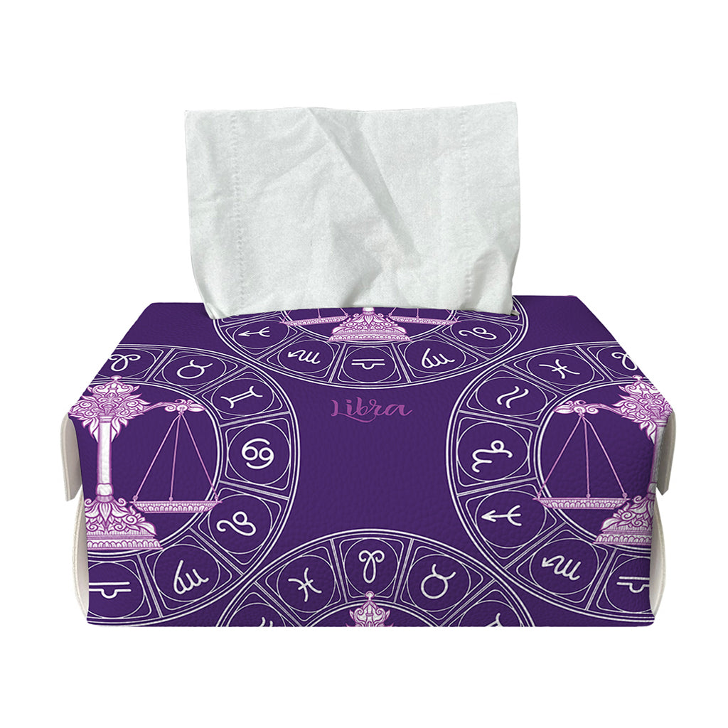 Purple Libra Zodiac Pattern Print Rectangle Tissue Box Cover