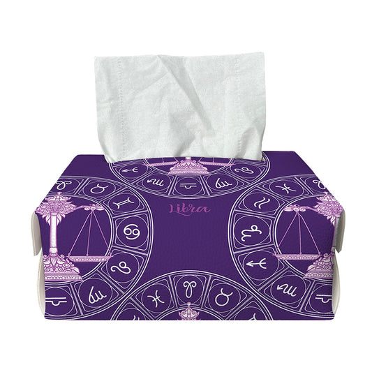 Purple Libra Zodiac Pattern Print Rectangle Tissue Box Cover