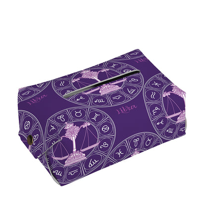 Purple Libra Zodiac Pattern Print Rectangle Tissue Box Cover