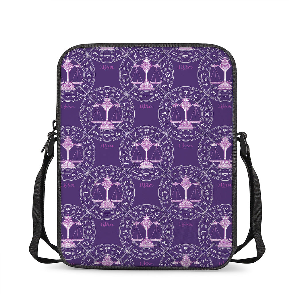 Purple Libra Zodiac Pattern Print Rectangular Crossbody Bag