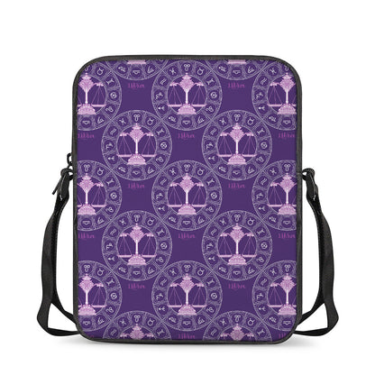 Purple Libra Zodiac Pattern Print Rectangular Crossbody Bag
