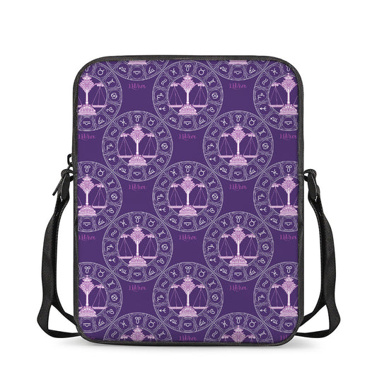 Purple Libra Zodiac Pattern Print Rectangular Crossbody Bag