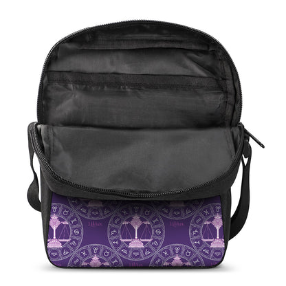 Purple Libra Zodiac Pattern Print Rectangular Crossbody Bag