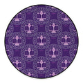 Purple Libra Zodiac Pattern Print Round Floor Mat