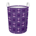 Purple Libra Zodiac Pattern Print Round Laundry Basket
