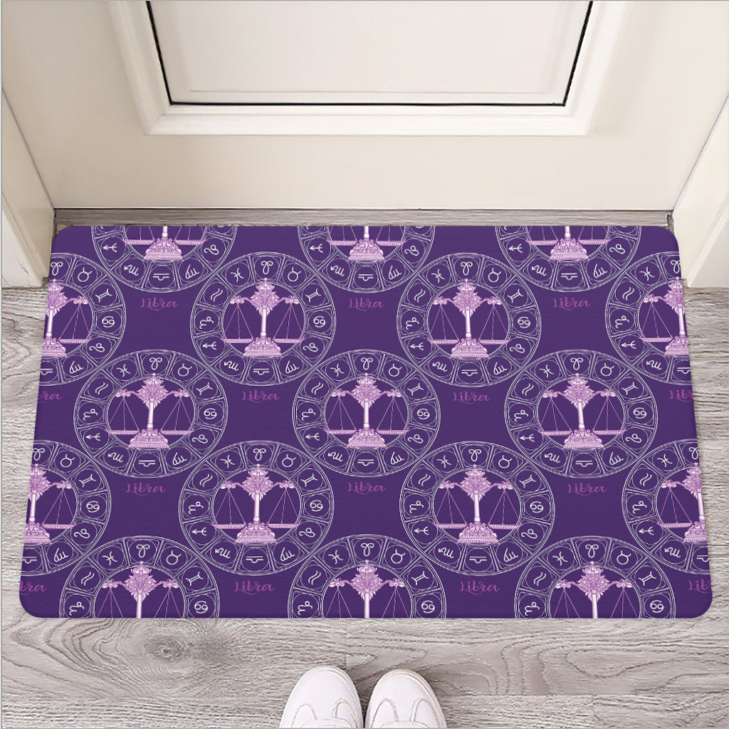 Purple Libra Zodiac Pattern Print Rubber Doormat