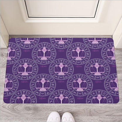 Purple Libra Zodiac Pattern Print Rubber Doormat