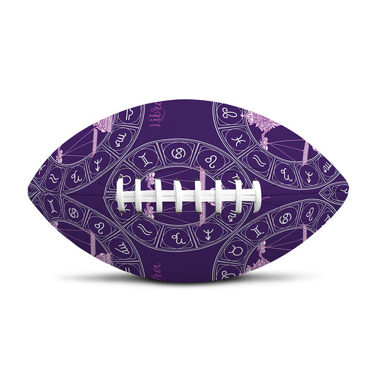 Purple Libra Zodiac Pattern Print Rugby Ball