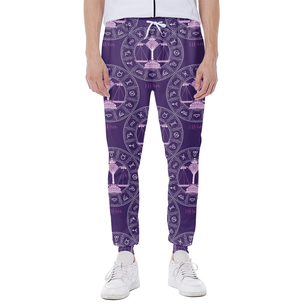 Purple Libra Zodiac Pattern Print Scuba Joggers