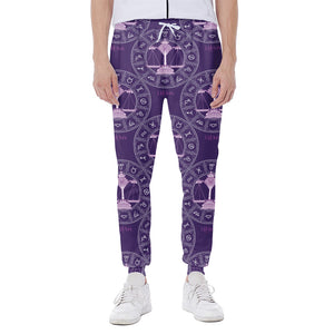 Purple Libra Zodiac Pattern Print Scuba Joggers