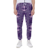 Purple Libra Zodiac Pattern Print Scuba Joggers