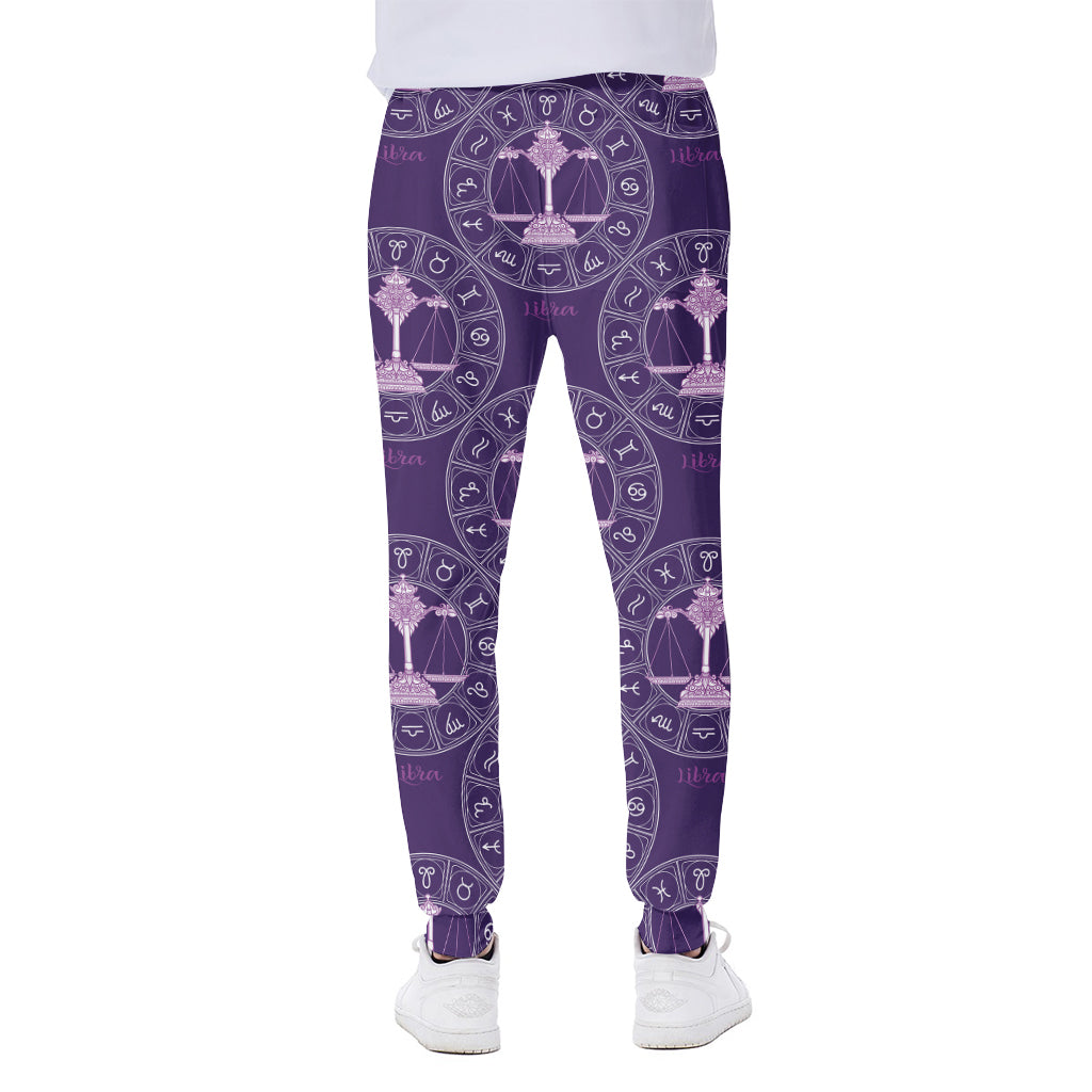 Purple Libra Zodiac Pattern Print Scuba Joggers