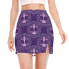 Purple Libra Zodiac Pattern Print Side Slit Mini Skirt