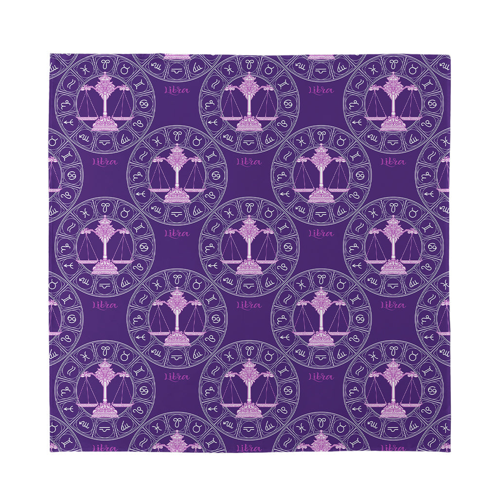 Purple Libra Zodiac Pattern Print Silk Bandana
