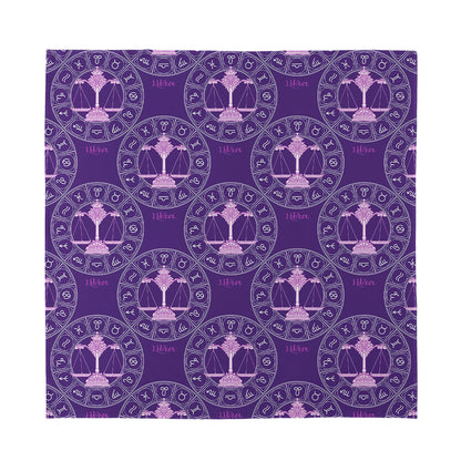 Purple Libra Zodiac Pattern Print Silk Bandana